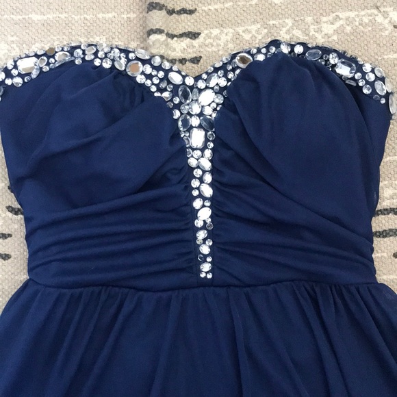 Macy’s Navy Blue Strapless Formal Dress - Picture 2 of 5
